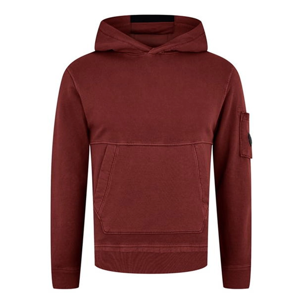 CP Company Diagonal Raised Fleece Hoodie - Red